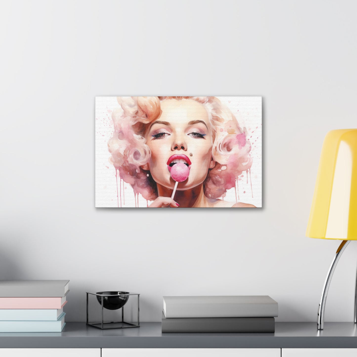 Canvas Wall Art, Gallery Wrapped Pop Art, Celebrity Wall Art – Marilyn Monroe - Lollipop