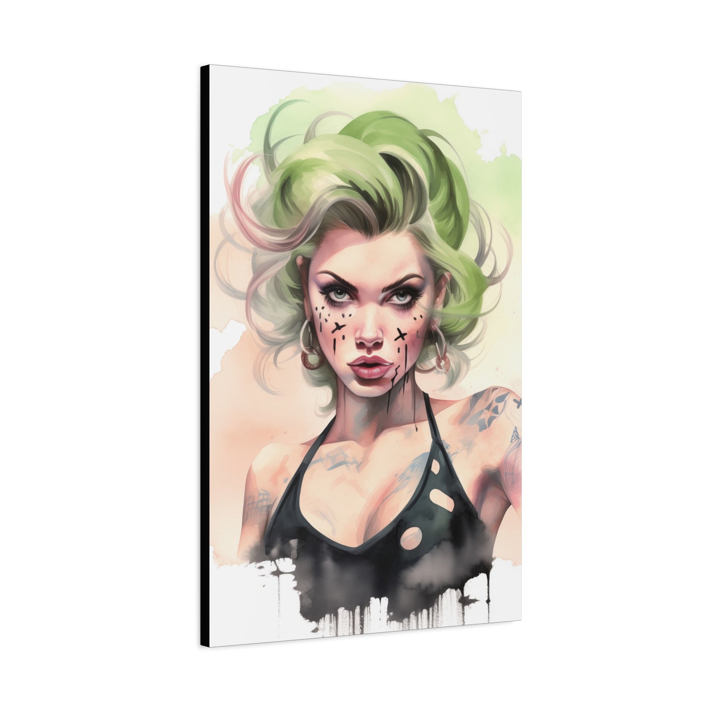 Gallery Wrapped Canvas, Edgy Tattooed Beauty, Urban Pop Art Canvas – Ivy