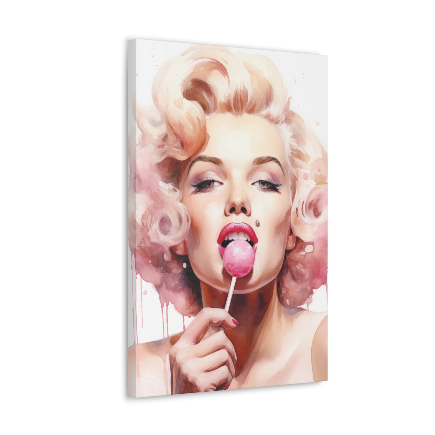 Canvas Wall Art, Gallery Wrapped Pop Art, Celebrity Wall Art – Marilyn Monroe - Lollipop