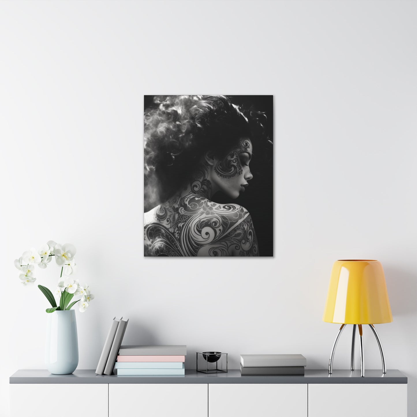 Canvas Gallery Wrap - Black and White Photography - Tattooed and Smoking Again