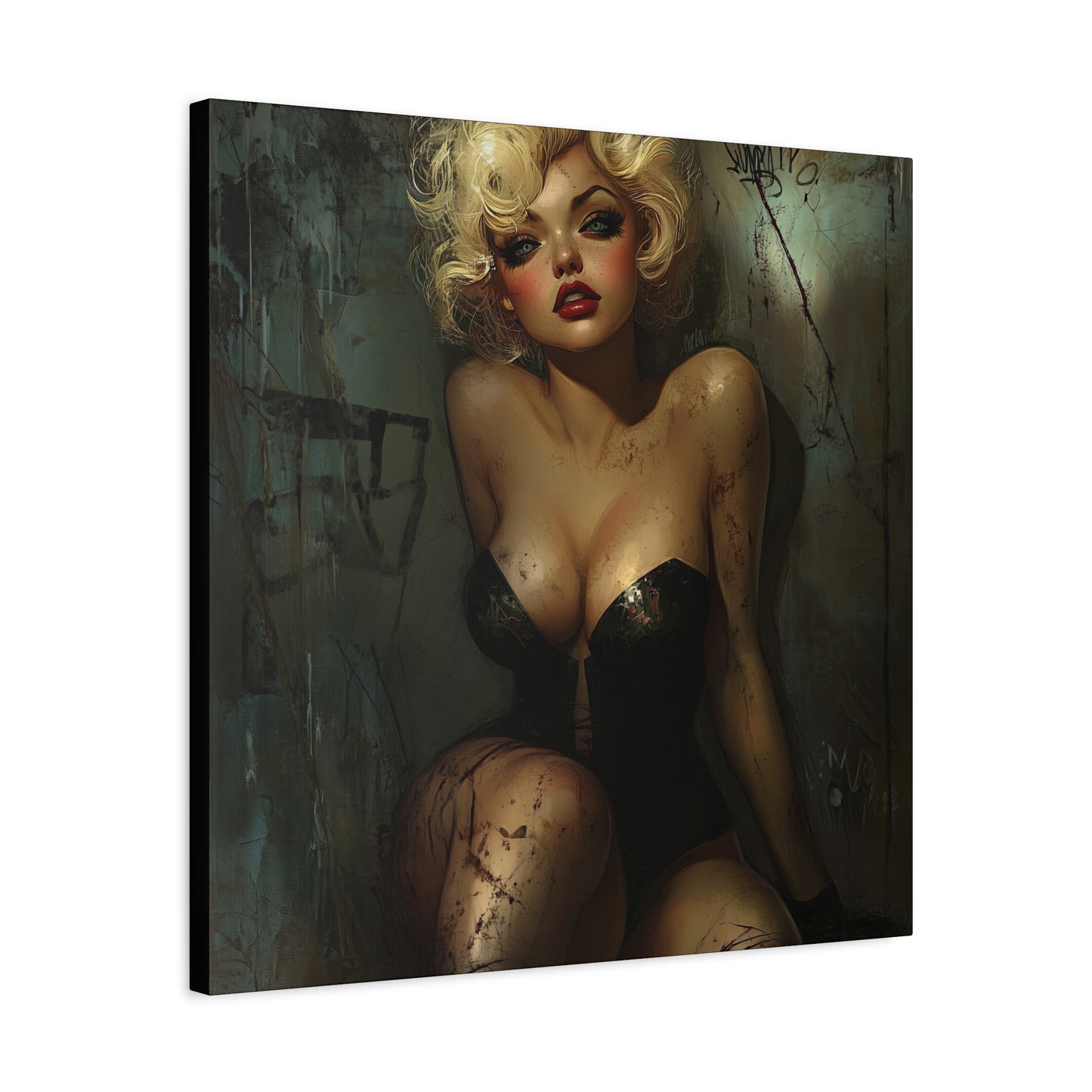 Gallery Wrapped Canvas, Guilt and Grit Adult Art Canvas, Erotic Pinup Art Canvas – Naomi