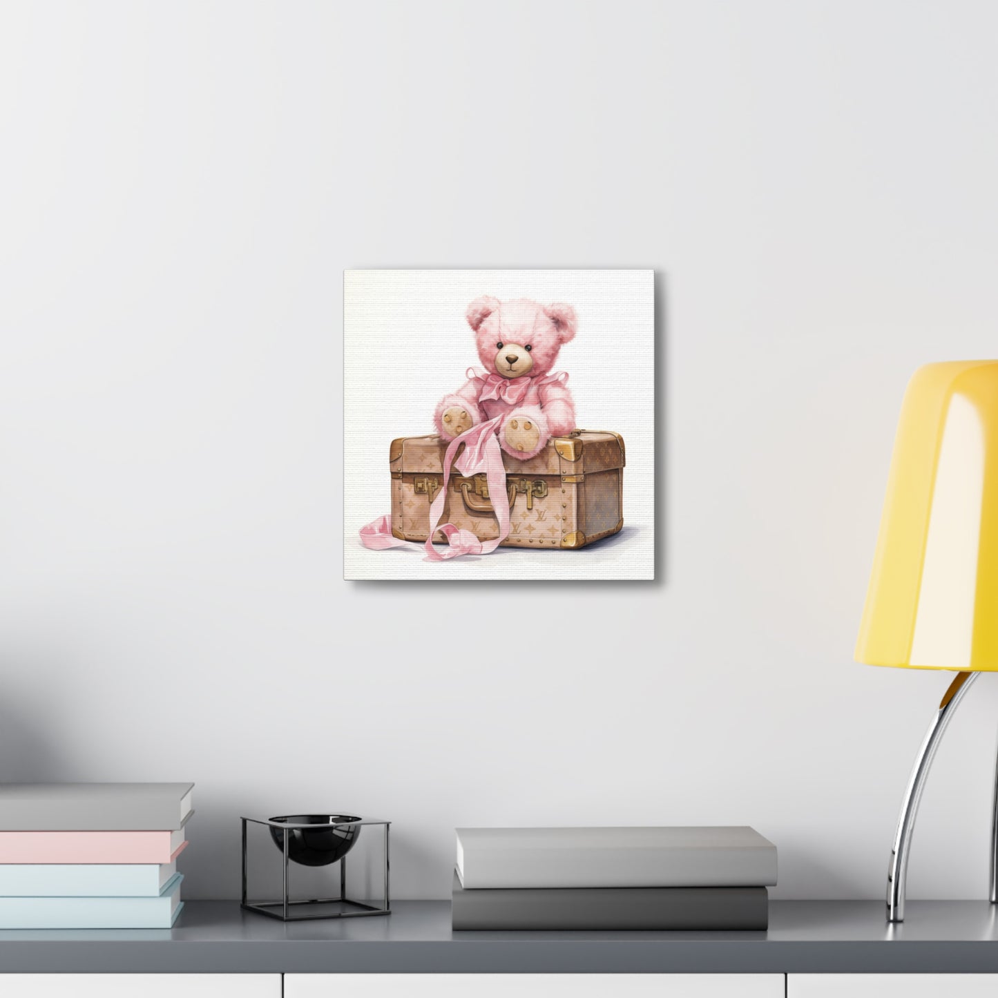 Canvas Gallery Wrap - LV Bear Wall Art - Gold Buttons