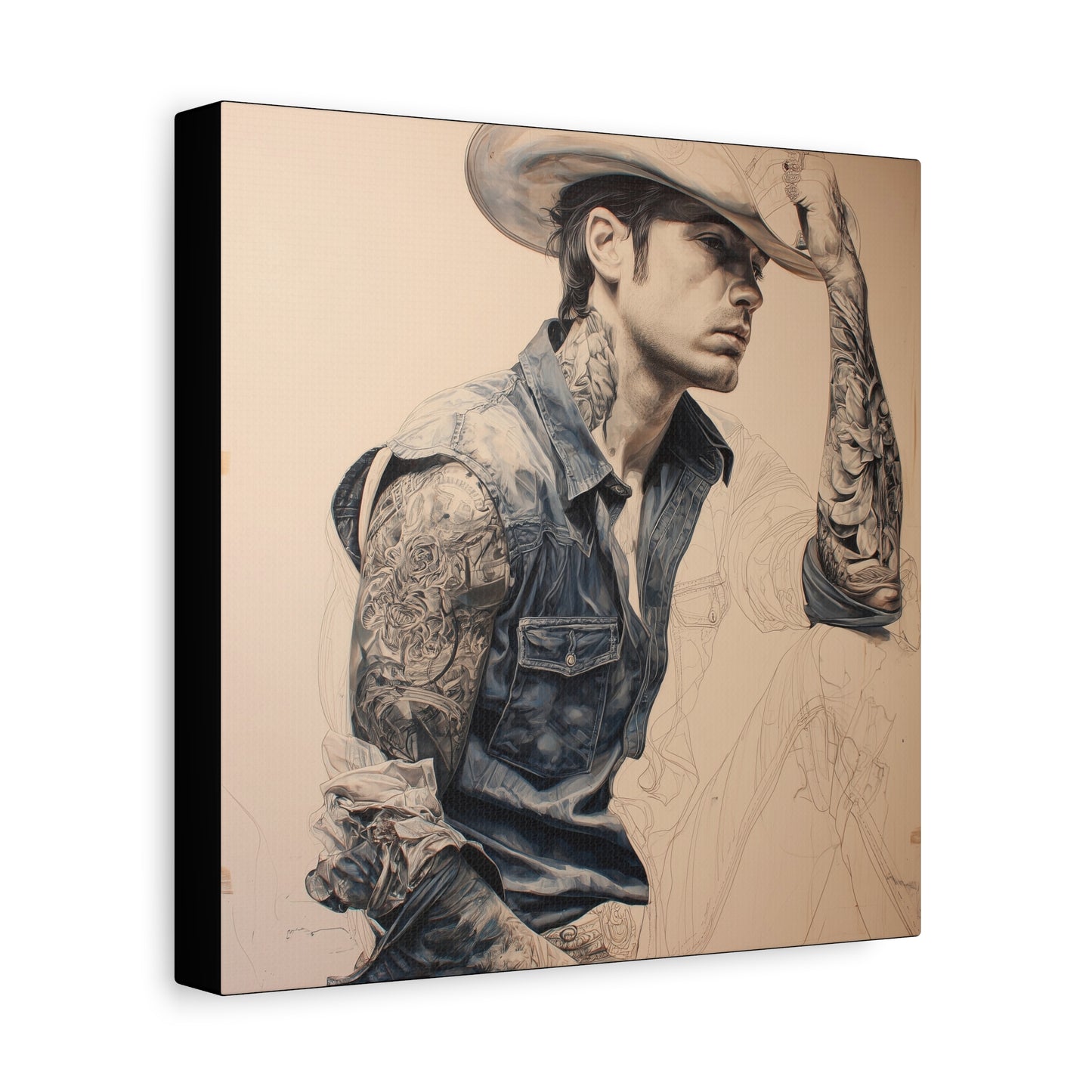 Gallery Wrapped Canvas, Wranglers and Wreckage Art Canvas, Erotic Pinup Art Canvas – Clay