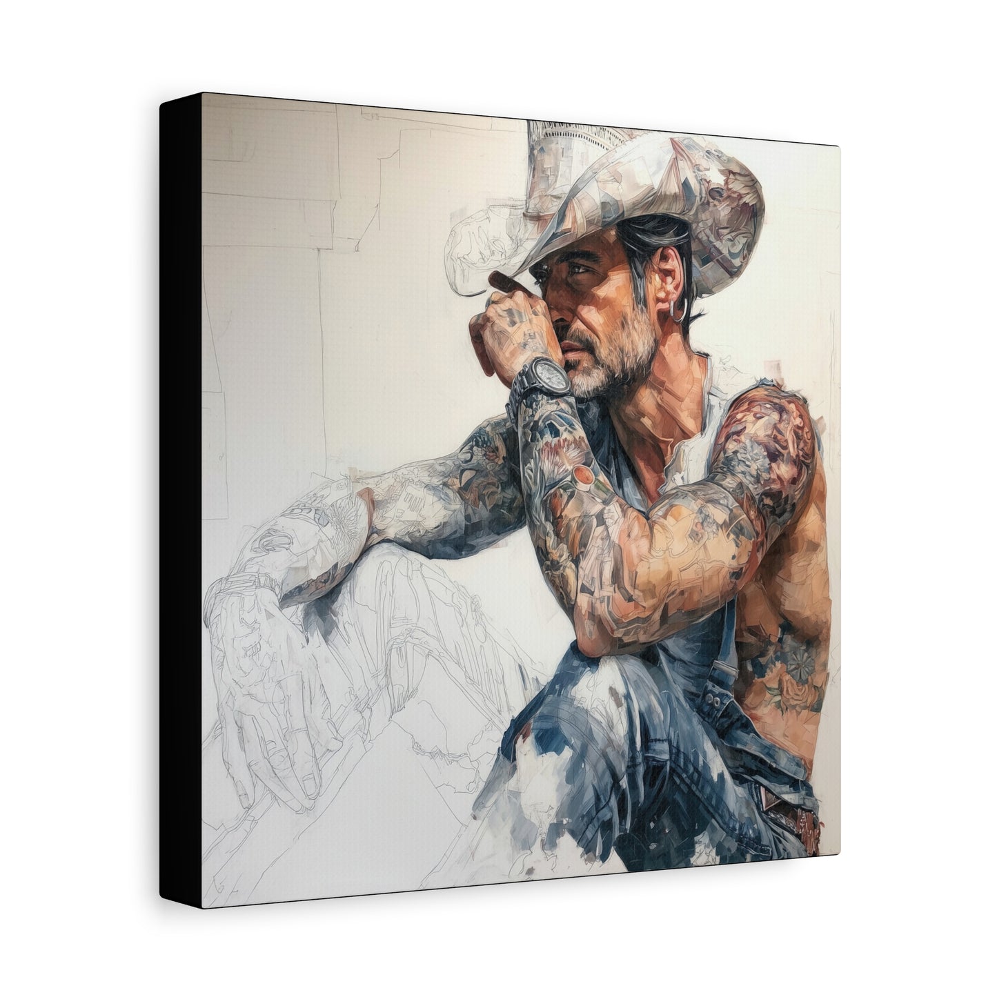 Gallery Wrapped Canvas, Wranglers and Wreckage Art Canvas, Erotic Pinup Art Canvas – Jace