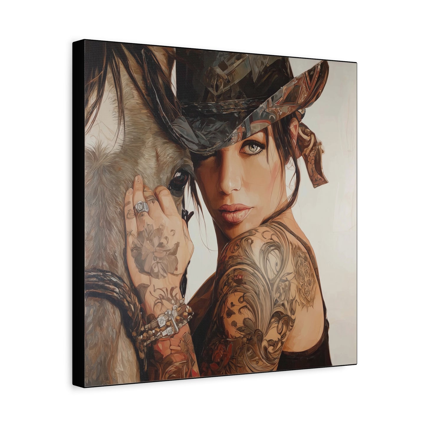 Gallery Wrapped Canvas, Wranglers and Wreckage Art Canvas, Erotic Pinup Art Canvas – Georgia