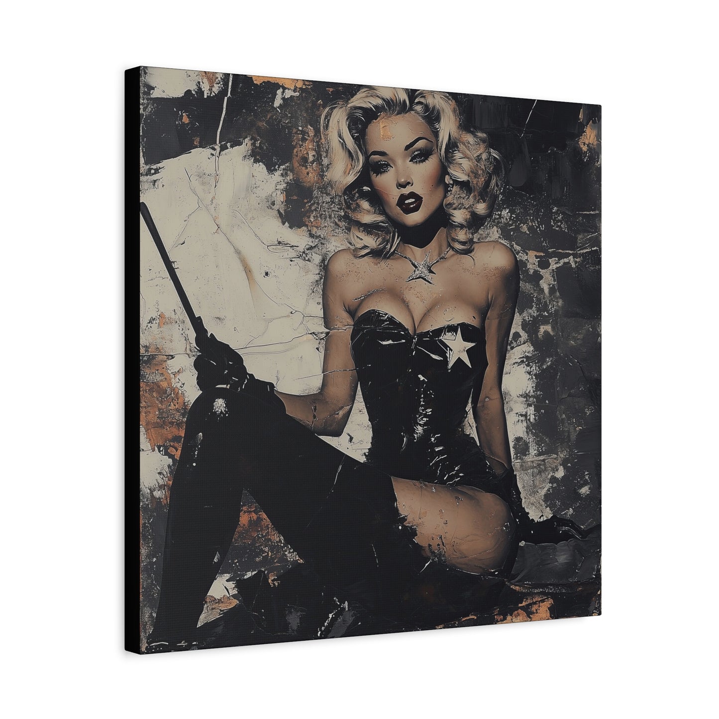 Gallery Wrapped Canvas, Guilt and Grit Adult Art Canvas, Erotic Pinup Art Canvas – Bianca