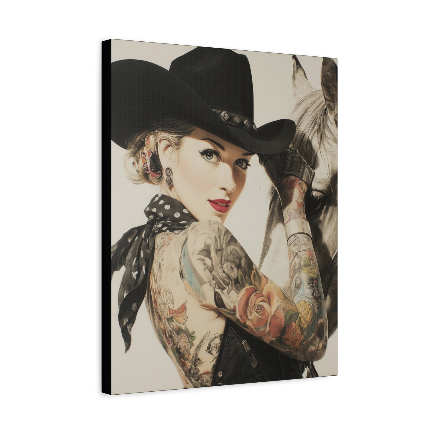 Gallery Wrapped Canvas, Wranglers and Wreckage Art Canvas, Erotic Pinup Art Canvas – Dottie