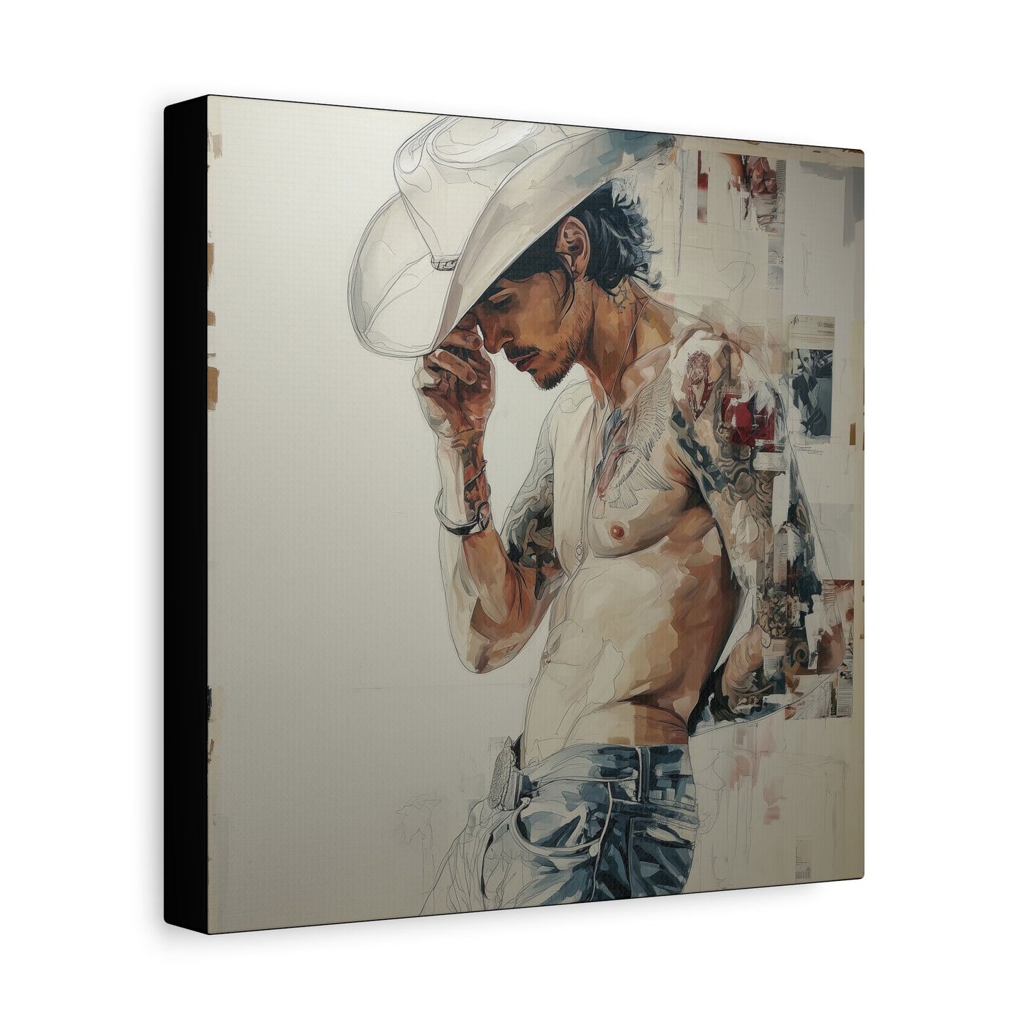 Gallery Wrapped Canvas, Wranglers and Wreckage Art Canvas, Erotic Pinup Art Canvas – Silas