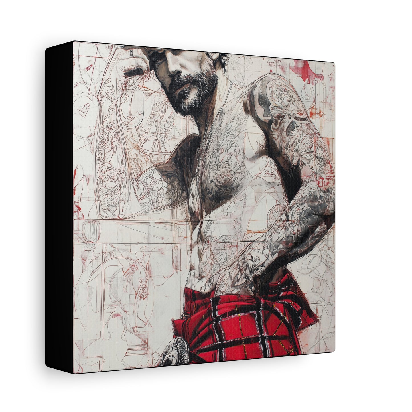 Gallery Wrapped Canvas, Kilts and Carnage Art Canvas, Erotic Pinup Art Canvas – Cormac