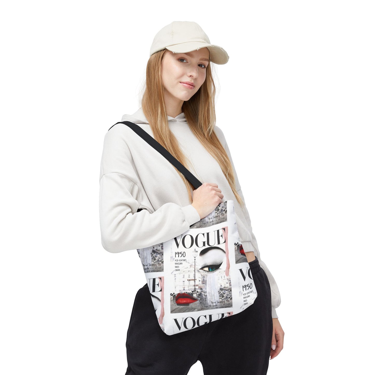 1950 Fashion Face Tote Bag, Utility Tote - VOGUE Tote - Fashion Tote