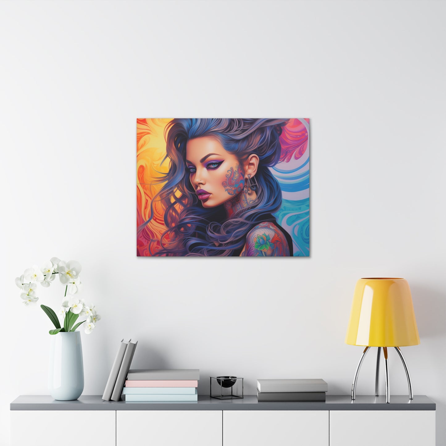 Gallery Wrapped Canvas, Edgy Tattooed Beauty, Urban Pop Art Canvas – Faye