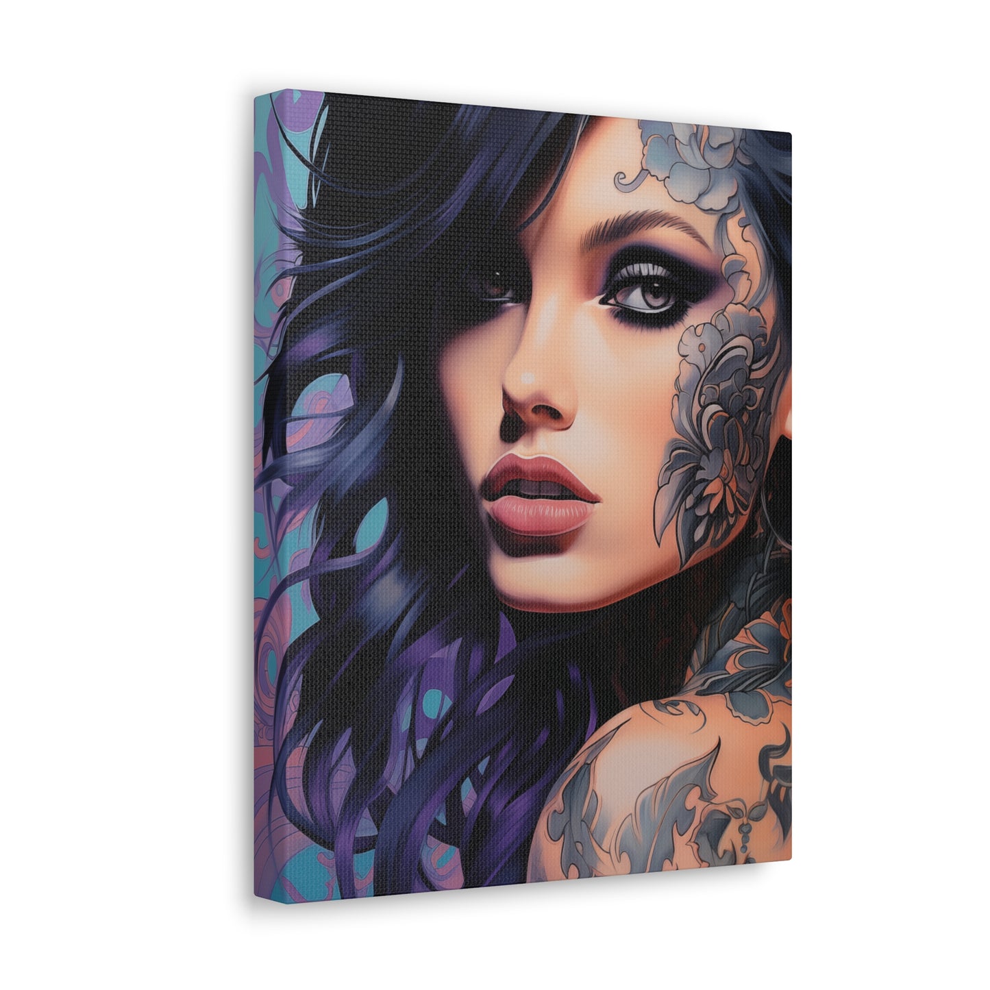 Gallery Wrapped Canvas, Edgy Tattooed Beauty, Urban Pop Art Canvas – Dominique