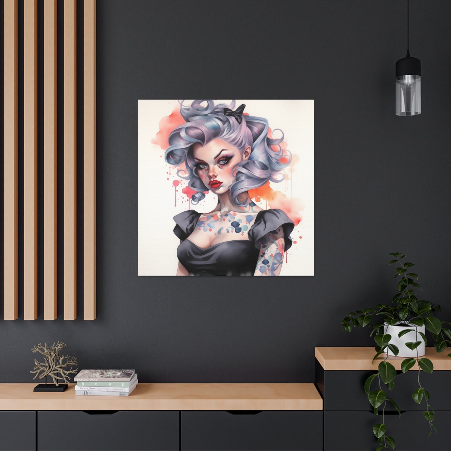 Gallery Wrapped Canvas, Edgy Tattooed Beauty, Urban Pop Art Canvas – Noelle