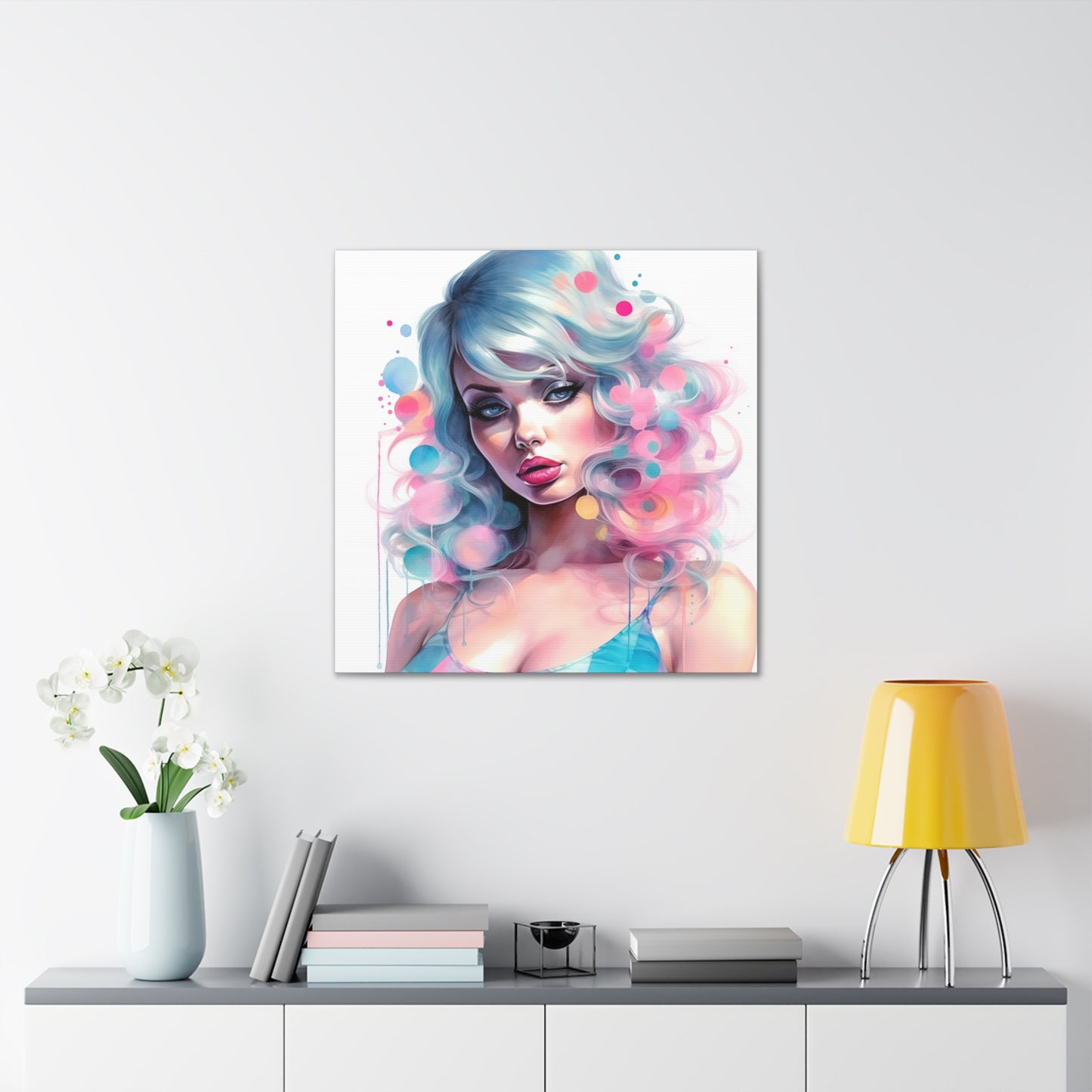 Canvas Gallery Wrapped High-Fashion Wall Art, Stylish Decor, Retro Femme Doll Pop Art – Sylvie