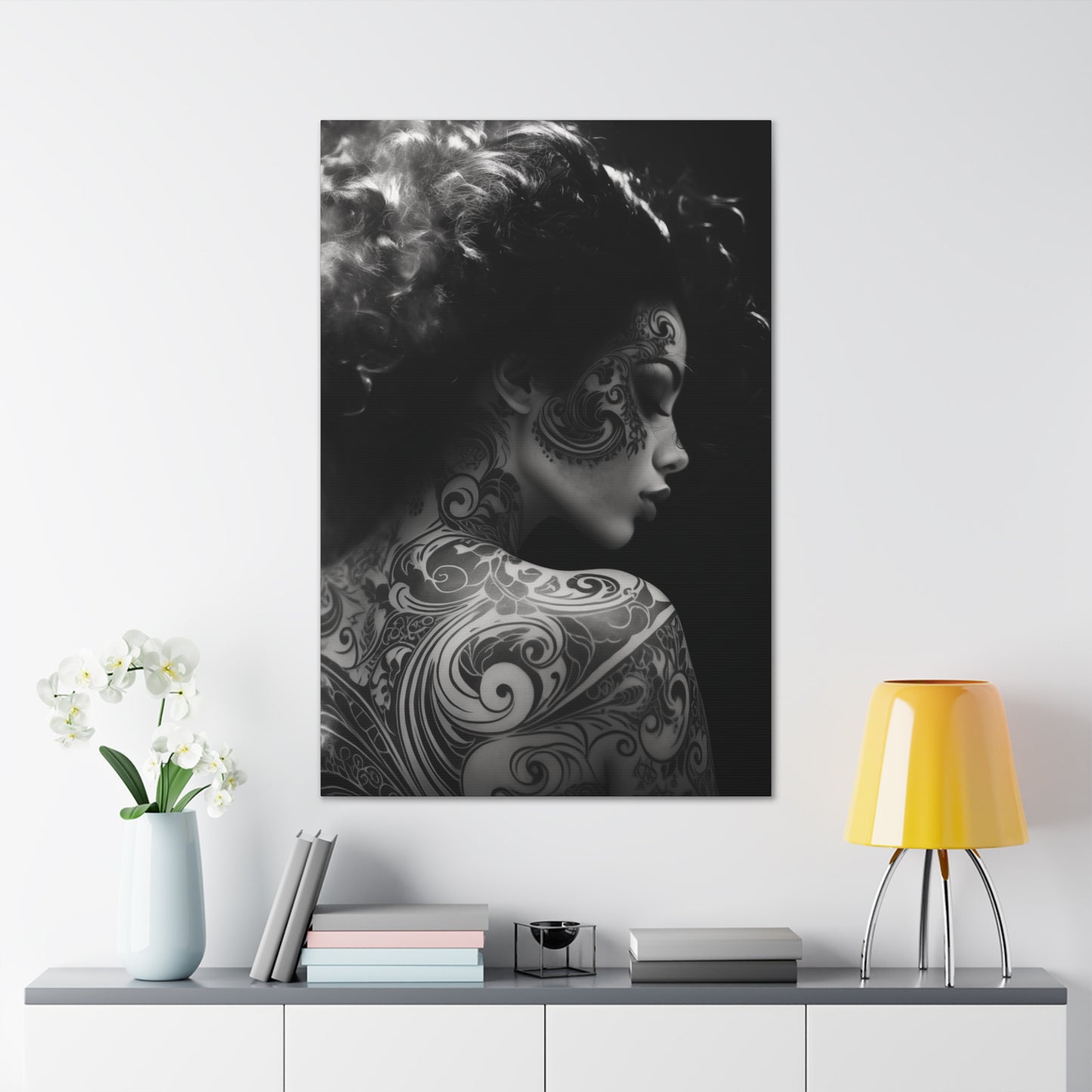Canvas Gallery Wrap - Black and White Photography - Tattooed and Smoking Again