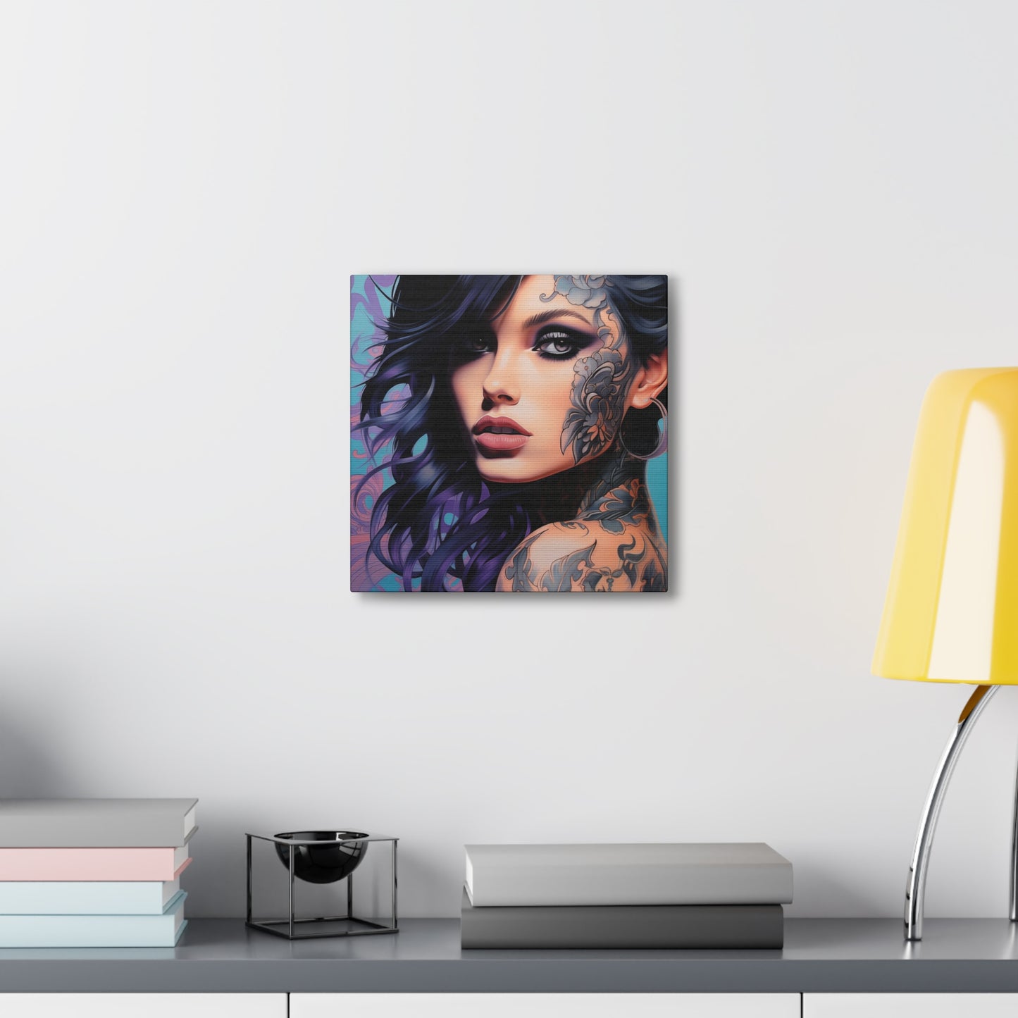 Gallery Wrapped Canvas, Edgy Tattooed Beauty, Urban Pop Art Canvas – Dominique