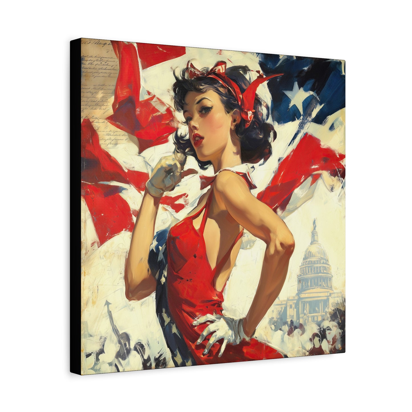 Gallery Wrapped Canvas, American Nonsense Art Canvas, Political Pinup Art Canvas - Mindy