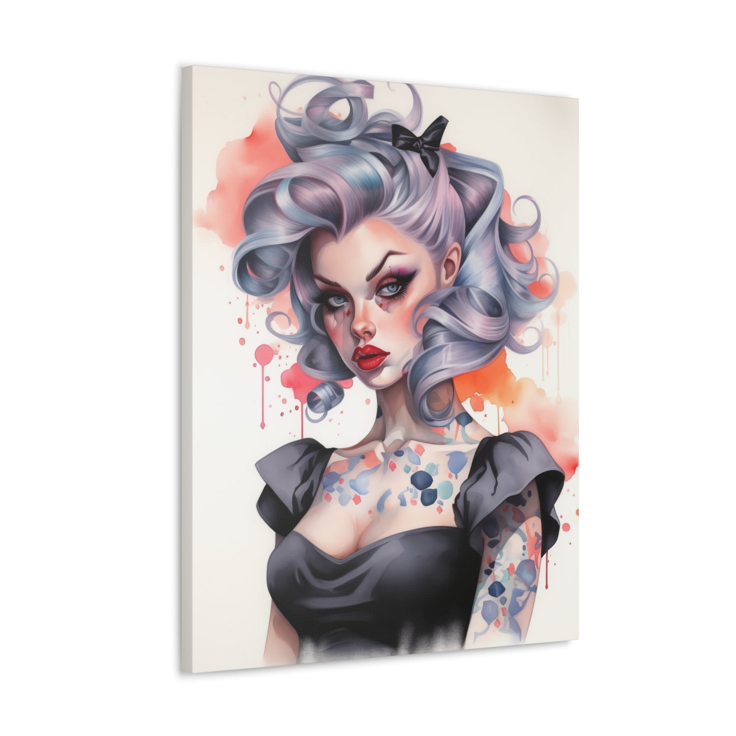Gallery Wrapped Canvas, Edgy Tattooed Beauty, Urban Pop Art Canvas – Noelle
