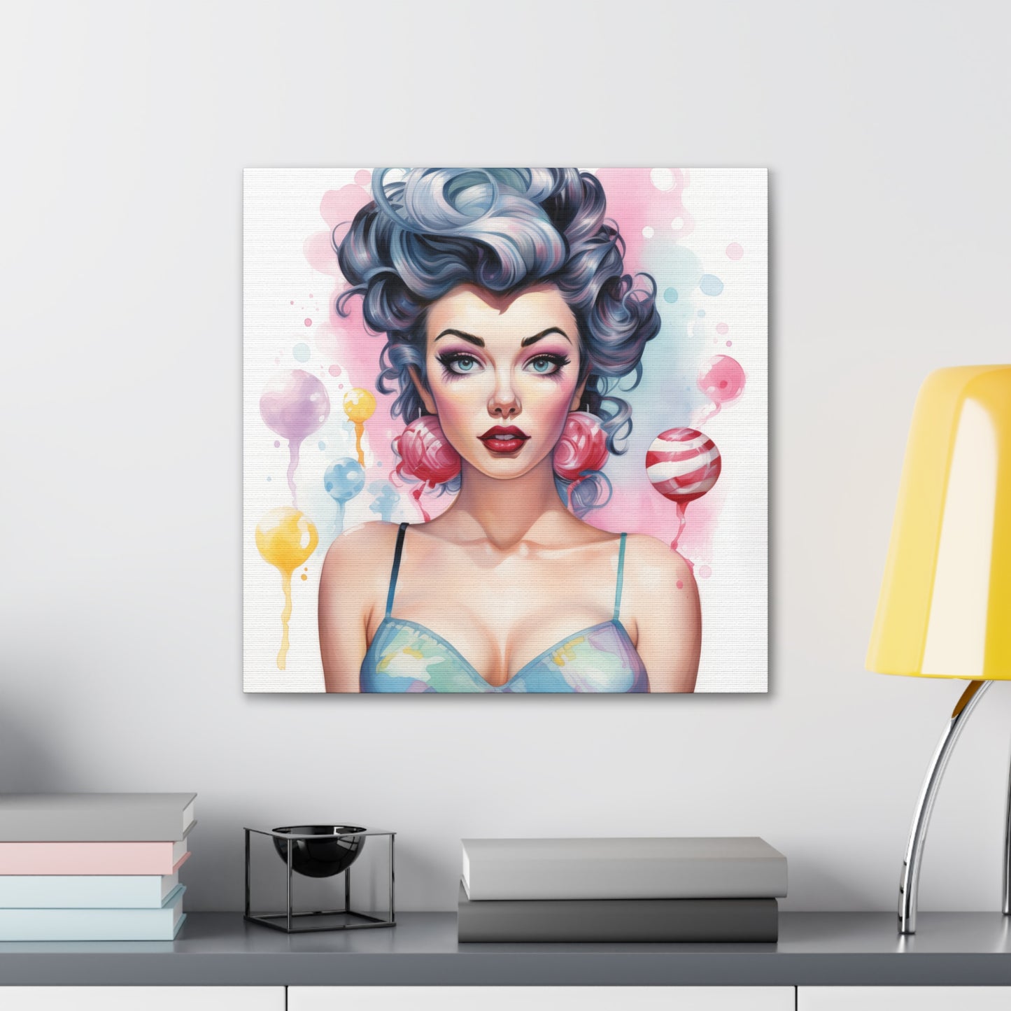 Canvas Gallery Wrapped High-Fashion Wall Art, Stylish Decor, Retro Femme Doll Pop Art – Poppy