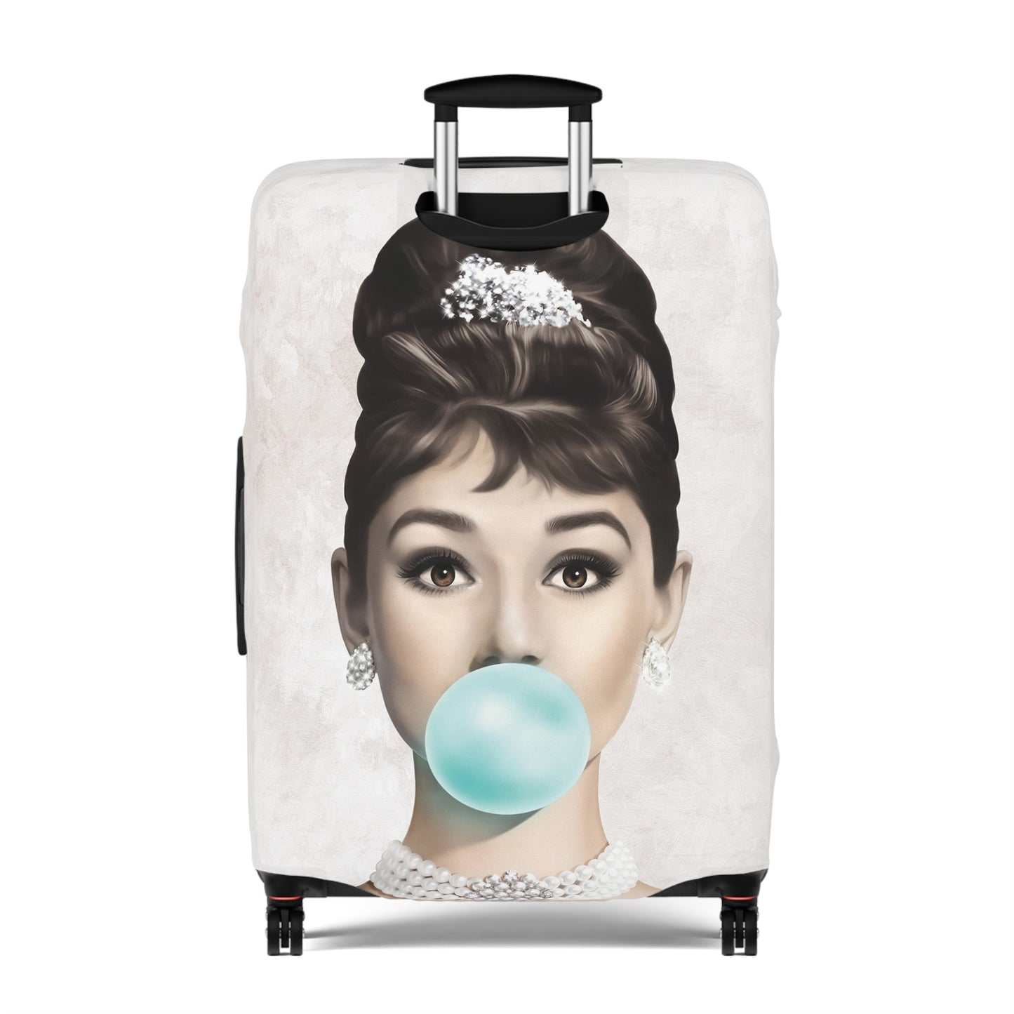 Bubblegum Luggage Cover - Celebrity Luggage Cover - Marilyn Monroe and Audrey Hepburn Bubblegum