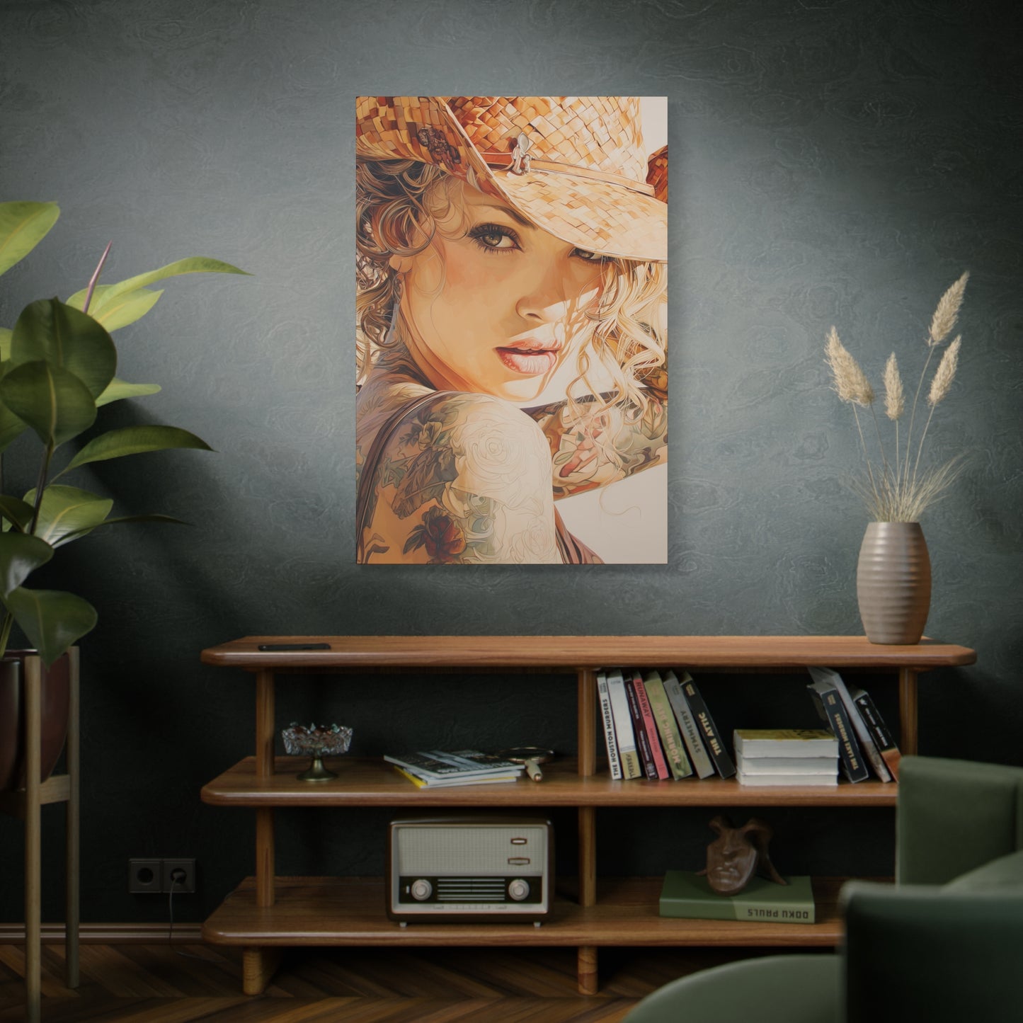 Gallery Wrapped Canvas, Wranglers and Wreckage Art Canvas, Erotic Pinup Art Canvas – Sadie