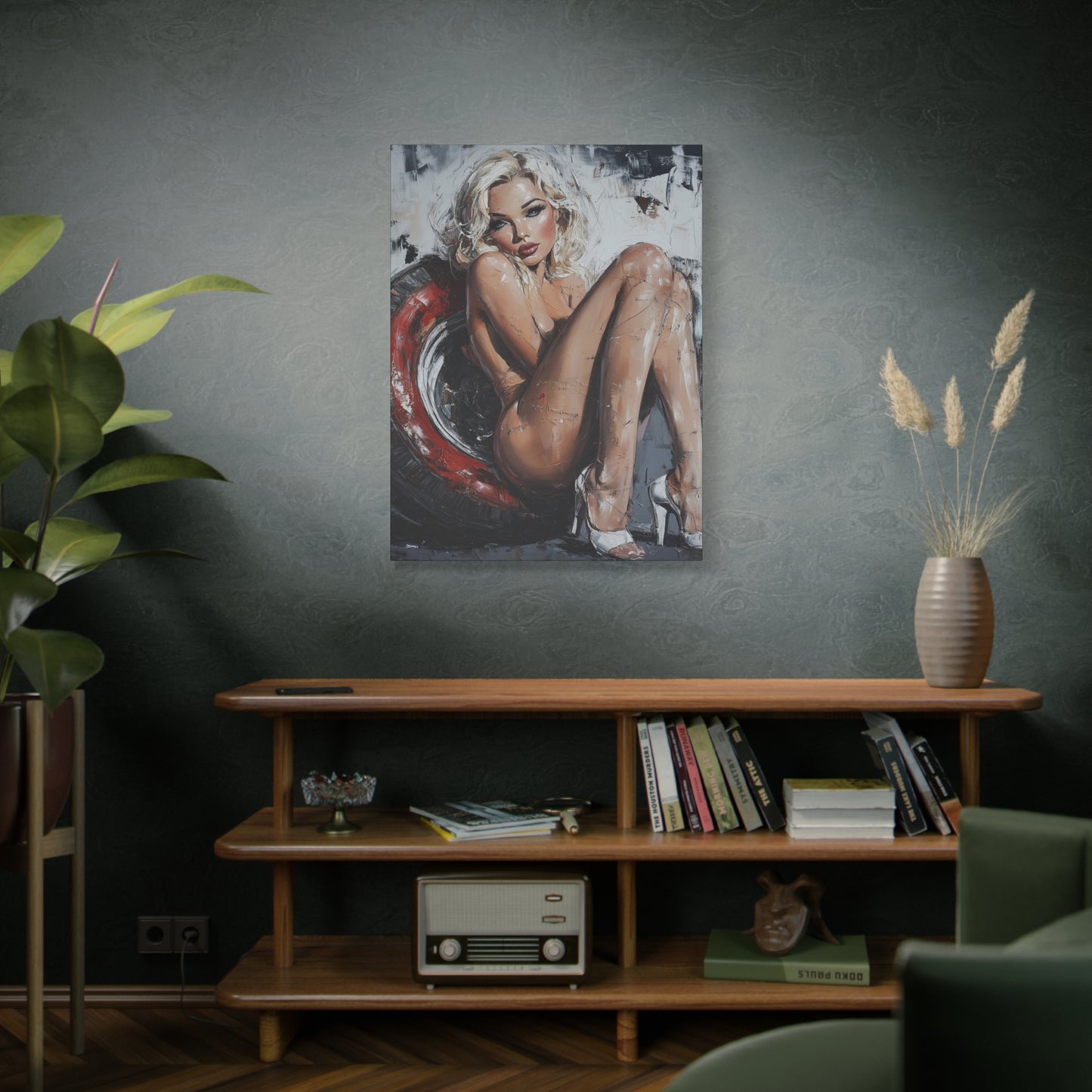 Gallery Wrapped Canvas, Guilt and Grit Adult Art Canvas, Erotic Pinup Art Canvas – Elara