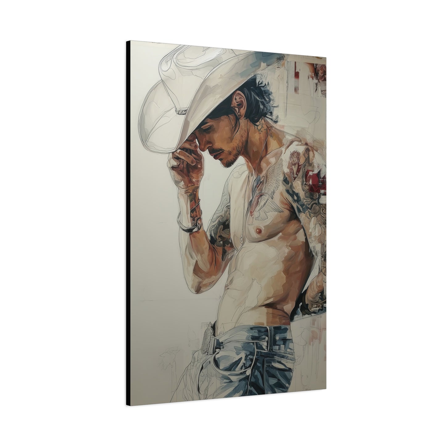 Gallery Wrapped Canvas, Wranglers and Wreckage Art Canvas, Erotic Pinup Art Canvas – Silas
