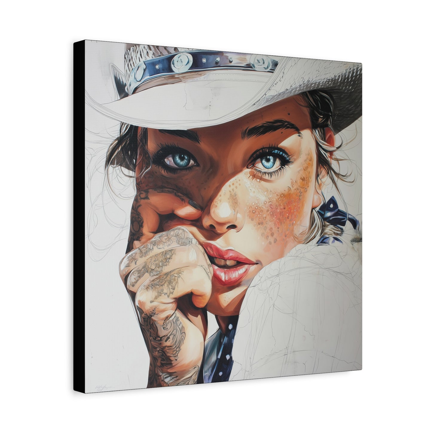 Gallery Wrapped Canvas, Wranglers and Wreckage Art Canvas, Erotic Pinup Art Canvas – Fallon