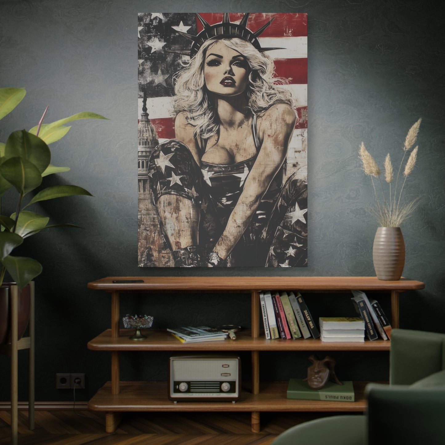 Gallery Wrapped Canvas, American Nonsense Art Canvas, Political Pinup Art Canvas – Kimberly