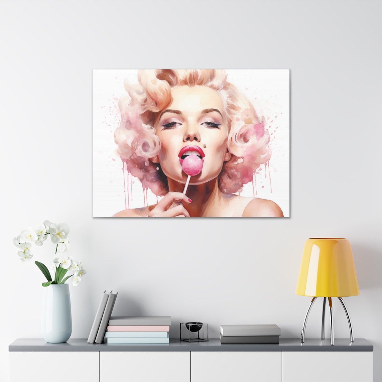 Canvas Wall Art, Gallery Wrapped Pop Art, Celebrity Wall Art – Marilyn Monroe - Lollipop