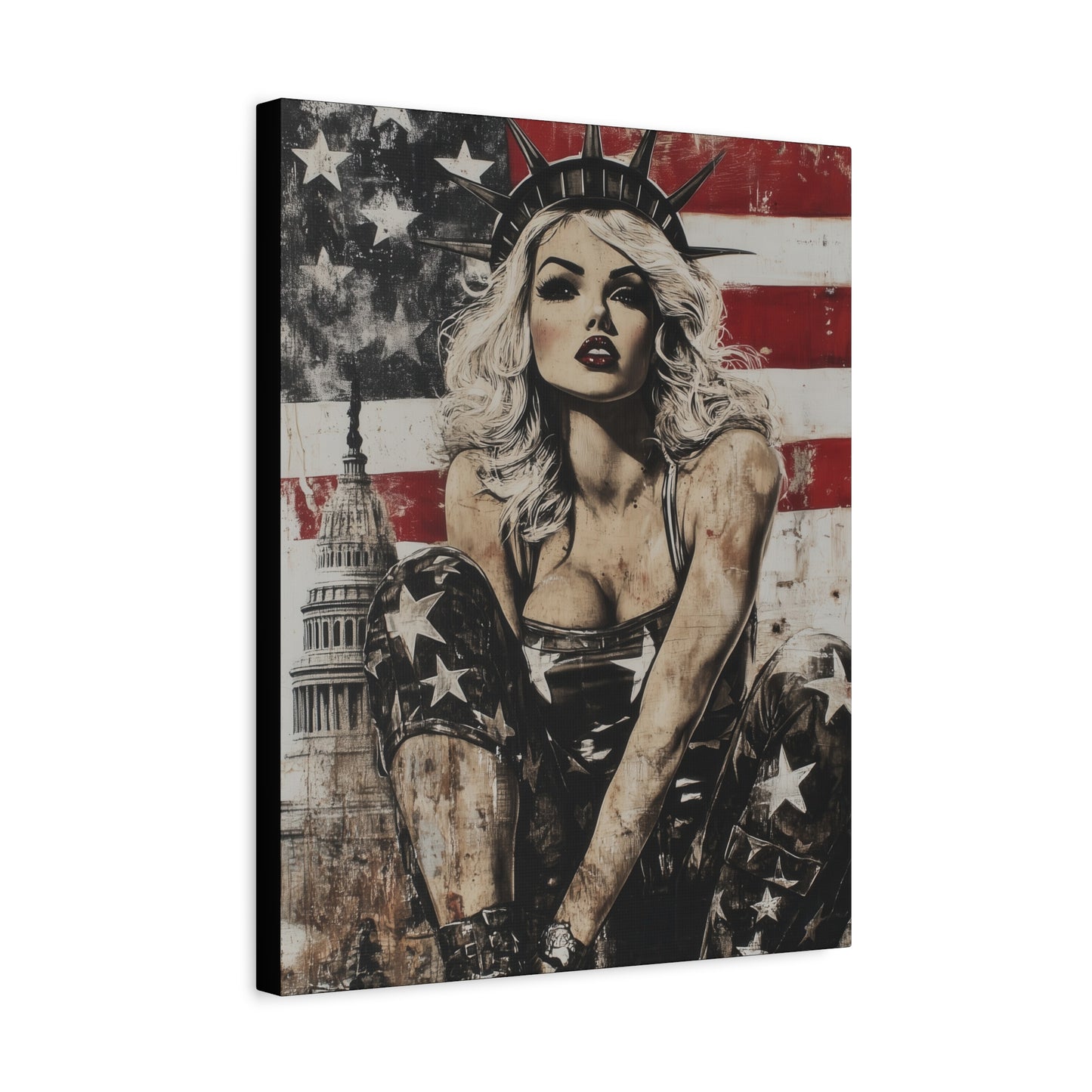 Gallery Wrapped Canvas, American Nonsense Art Canvas, Political Pinup Art Canvas – Kimberly
