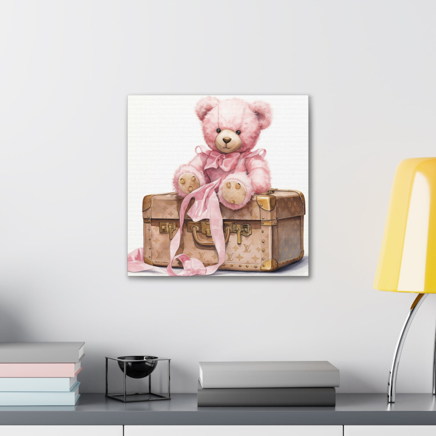 Canvas Gallery Wrap - LV Bear Wall Art - Gold Buttons
