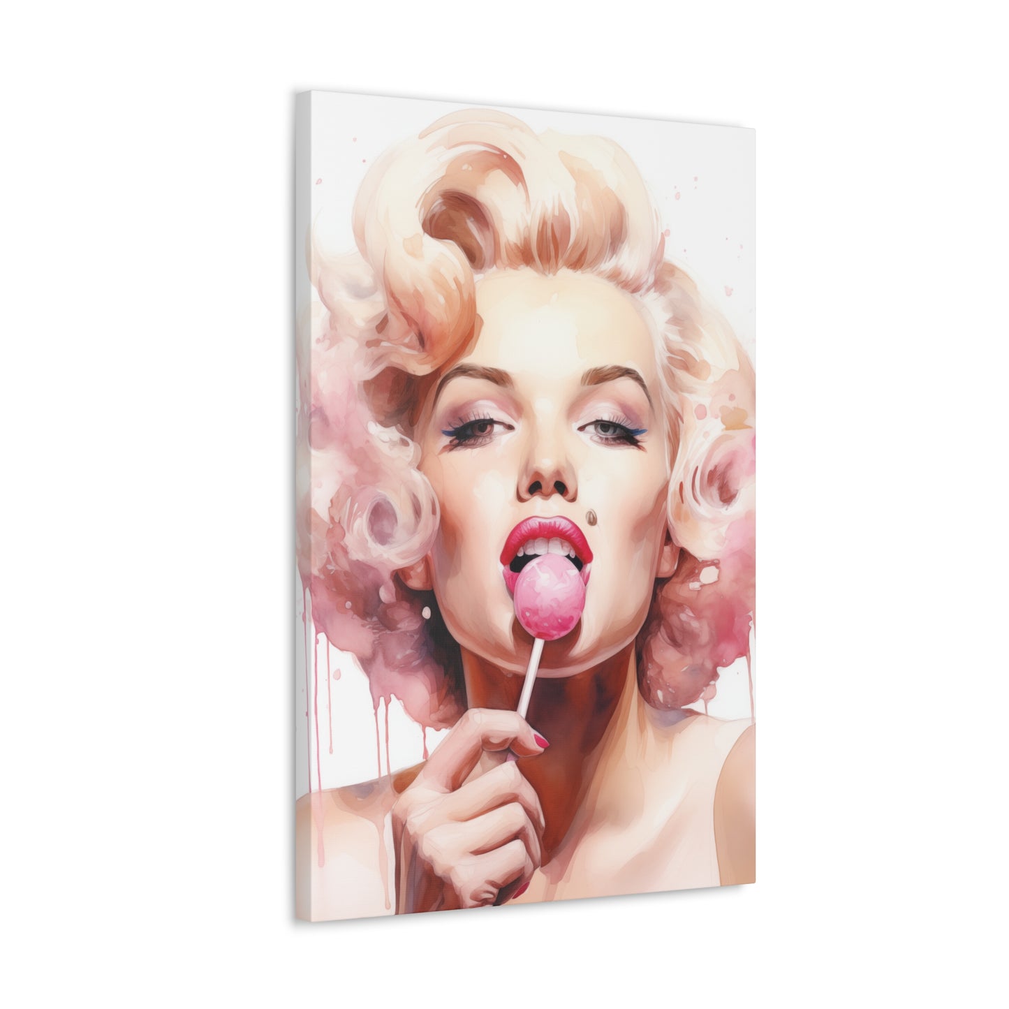 Canvas Wall Art, Gallery Wrapped Pop Art, Celebrity Wall Art – Marilyn Monroe - Lollipop