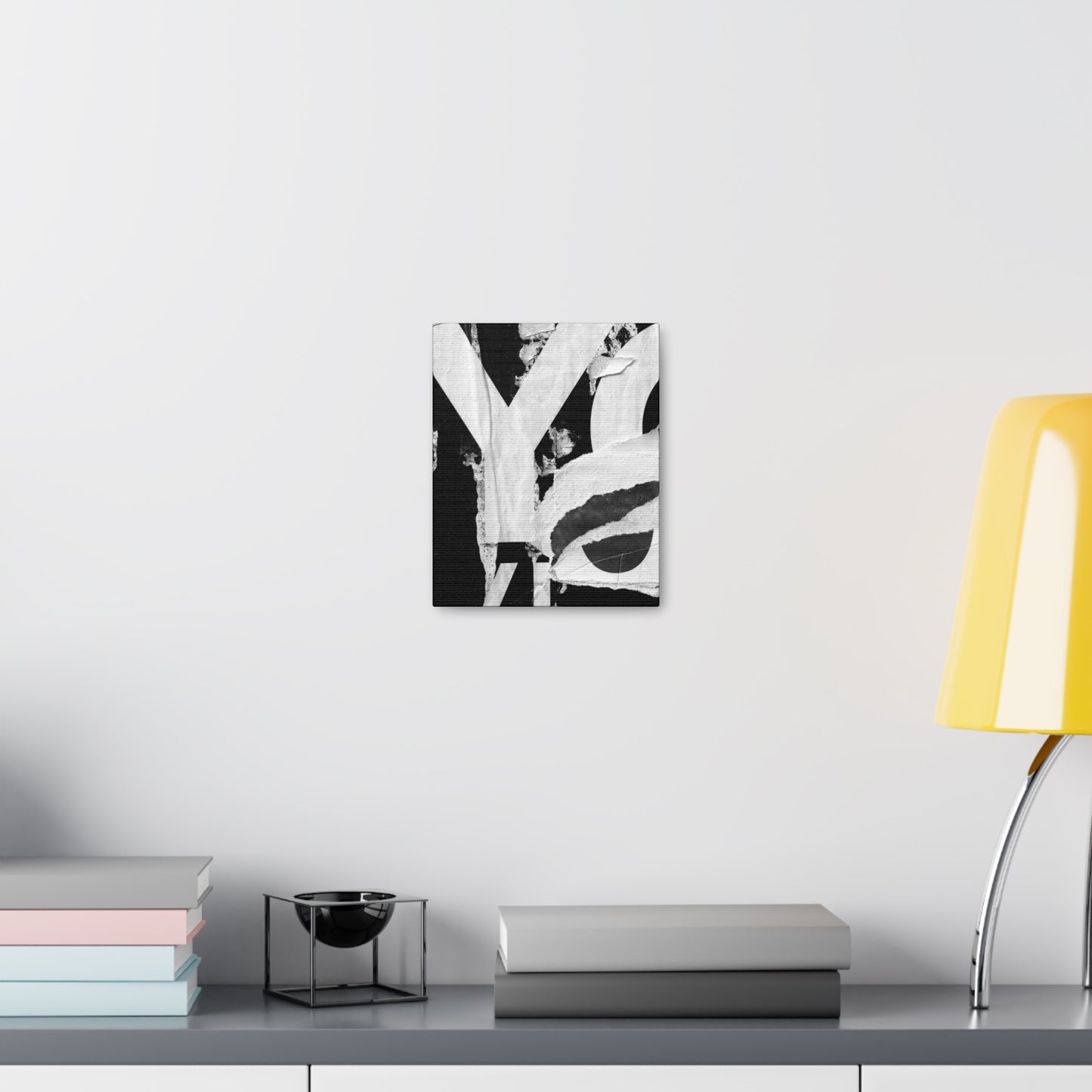 Canvas Wall Art, Gallery Wrapped Urban Street Art, Abstract Torn Poster Street Art - Black and White YO