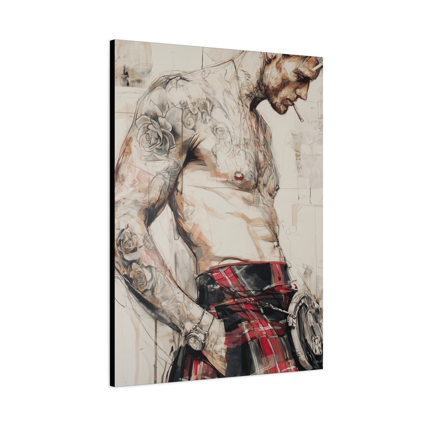 Gallery Wrapped Canvas, Kilts and Carnage Art Canvas, Erotic Pinup Art Canvas – Keir