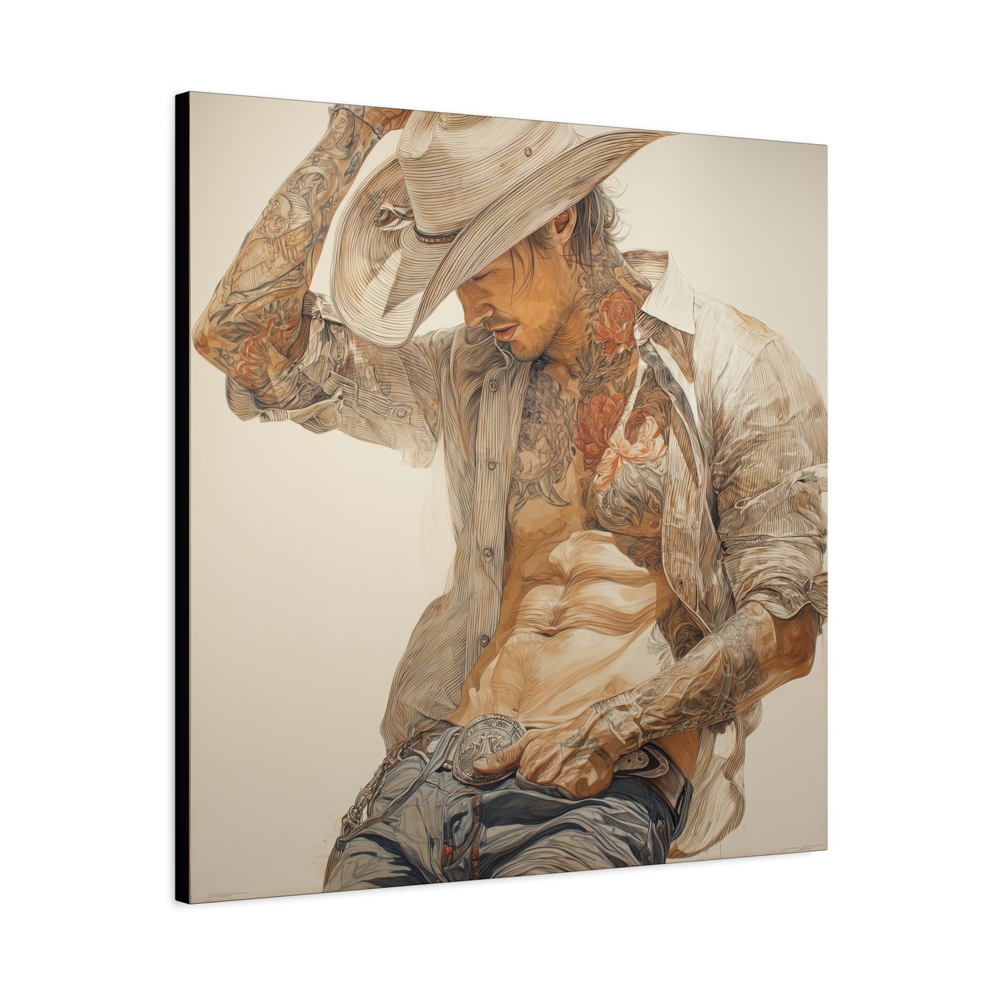 Gallery Wrapped Canvas, Wranglers and Wreckage Art Canvas, Erotic Pinup Art Canvas – Levi