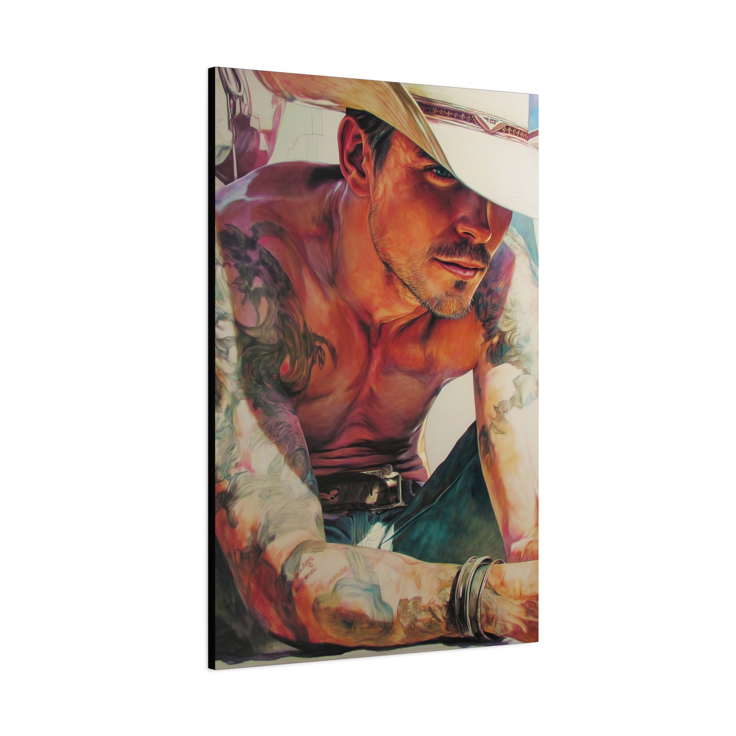 Gallery Wrapped Canvas, Wranglers and Wreckage Art Canvas, Erotic Pinup Art Canvas – Cade