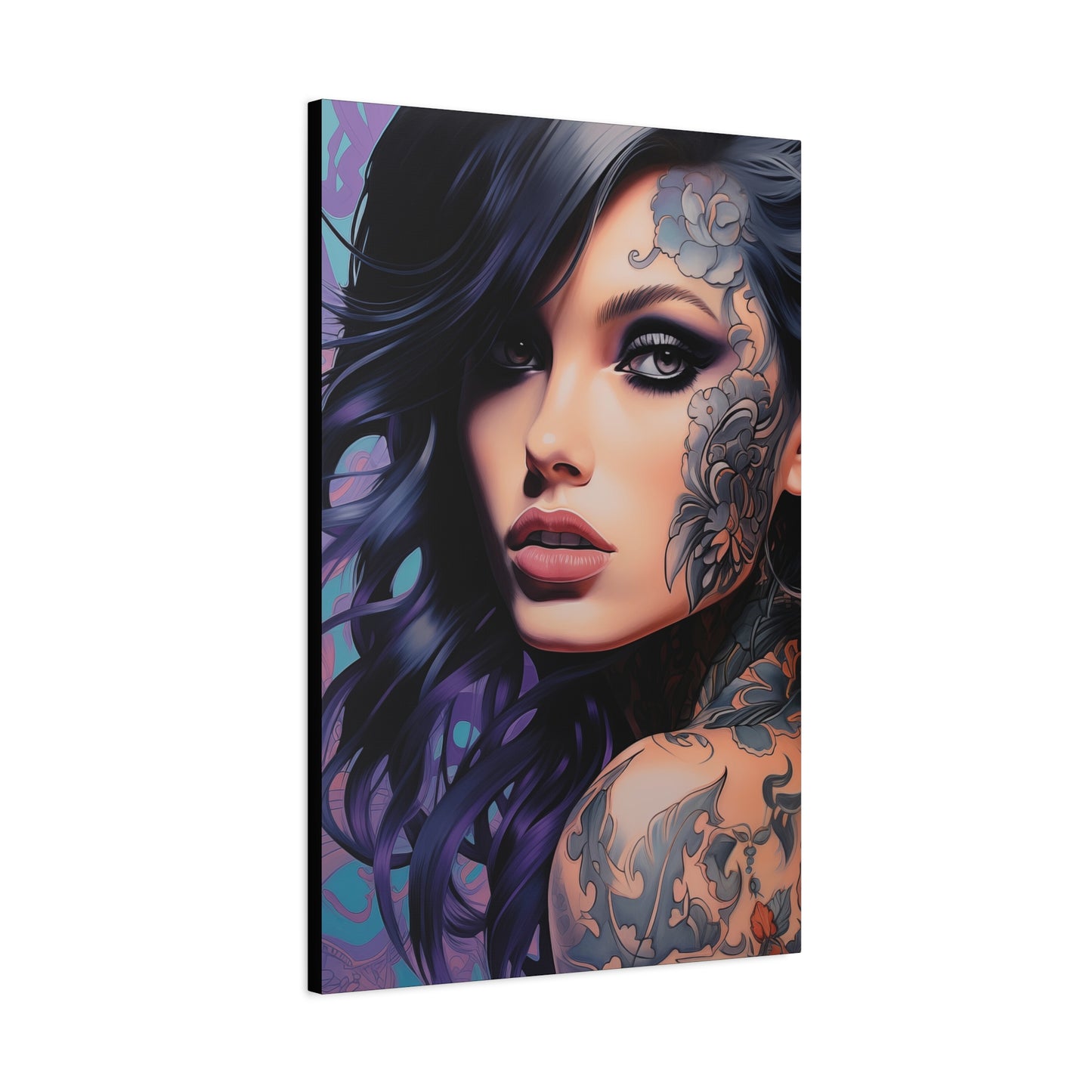 Gallery Wrapped Canvas, Edgy Tattooed Beauty, Urban Pop Art Canvas – Dominique