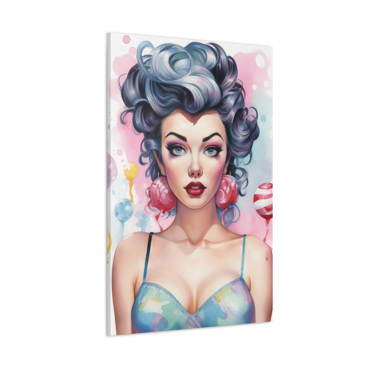 Canvas Gallery Wrapped High-Fashion Wall Art, Stylish Decor, Retro Femme Doll Pop Art – Poppy