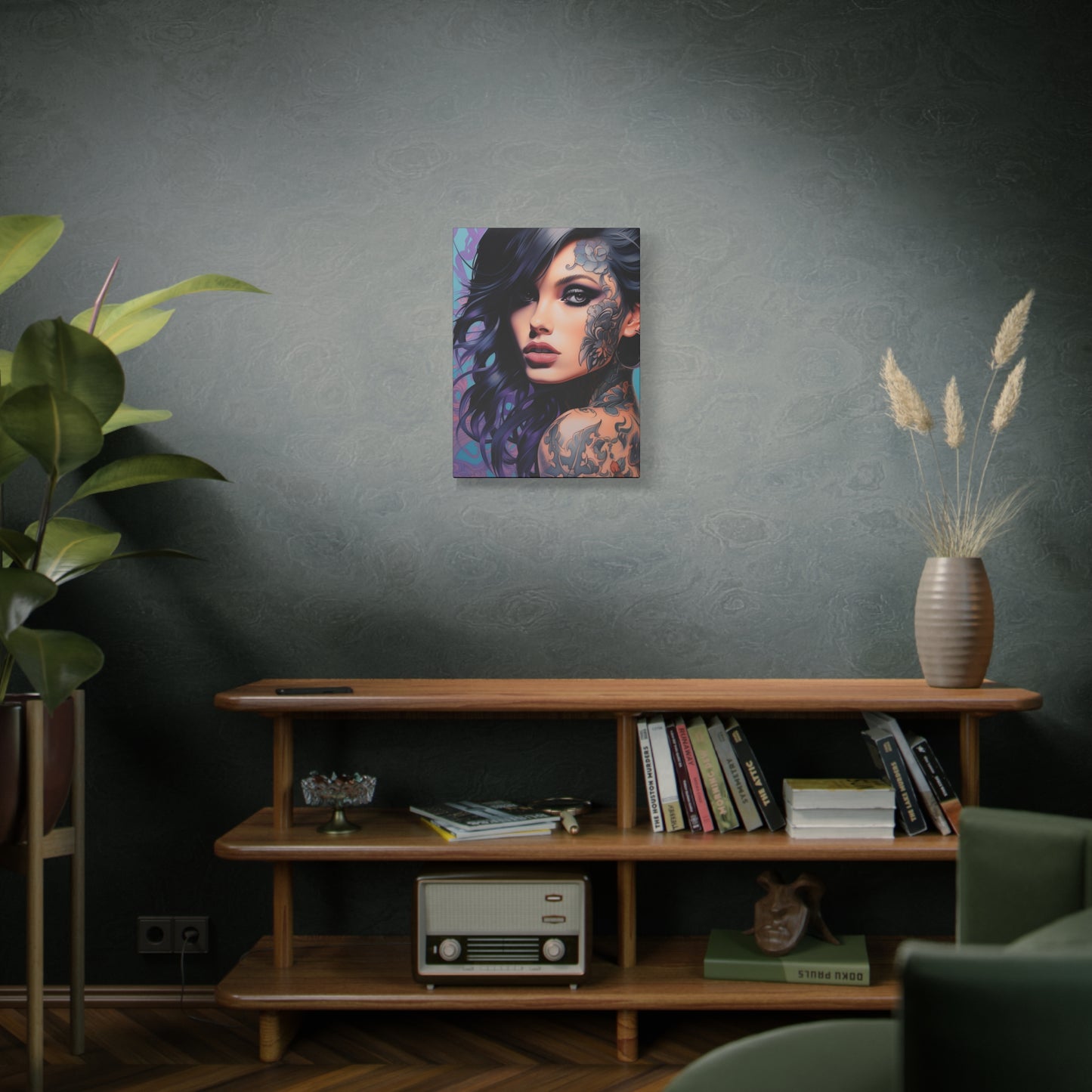 Gallery Wrapped Canvas, Edgy Tattooed Beauty, Urban Pop Art Canvas – Dominique