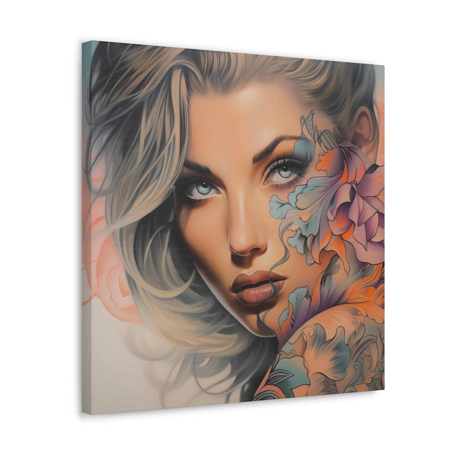 Gallery Wrapped Canvas, Edgy Tattooed Beauty, Urban Pop Art Canvas – Bella