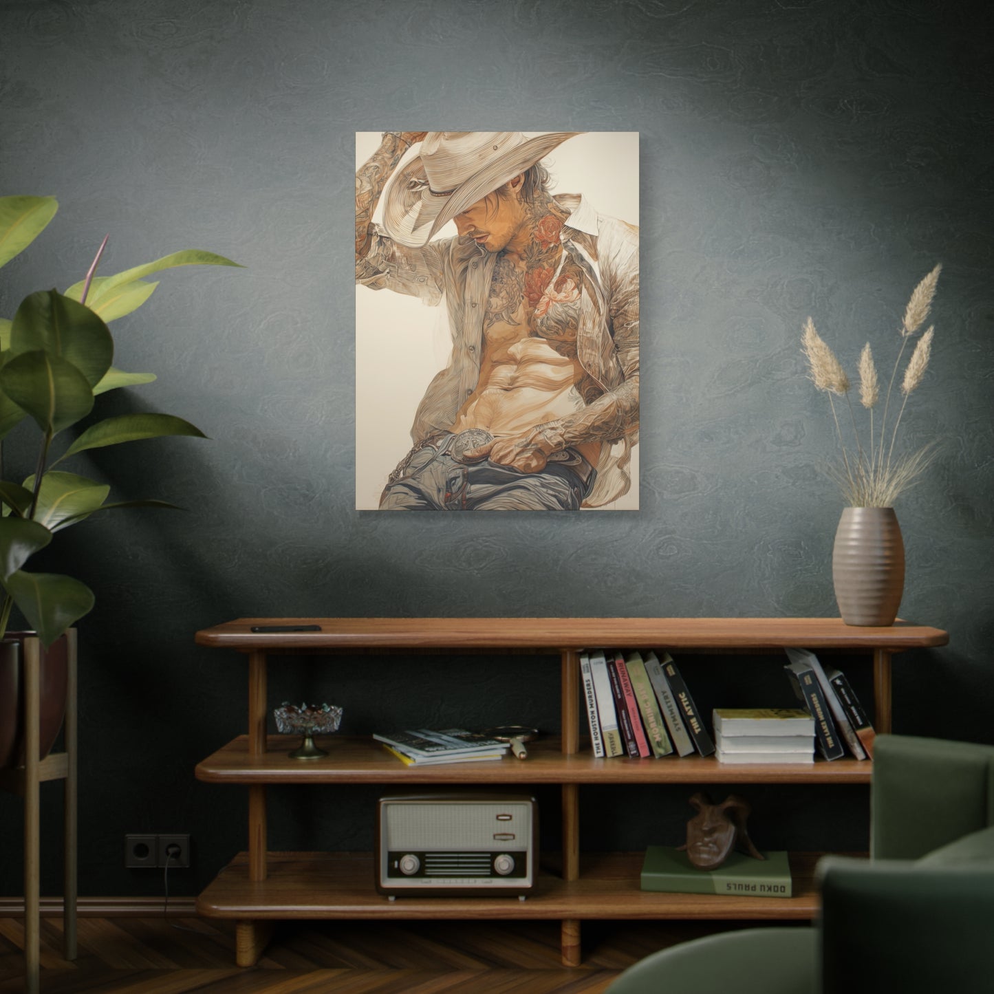 Gallery Wrapped Canvas, Wranglers and Wreckage Art Canvas, Erotic Pinup Art Canvas – Levi