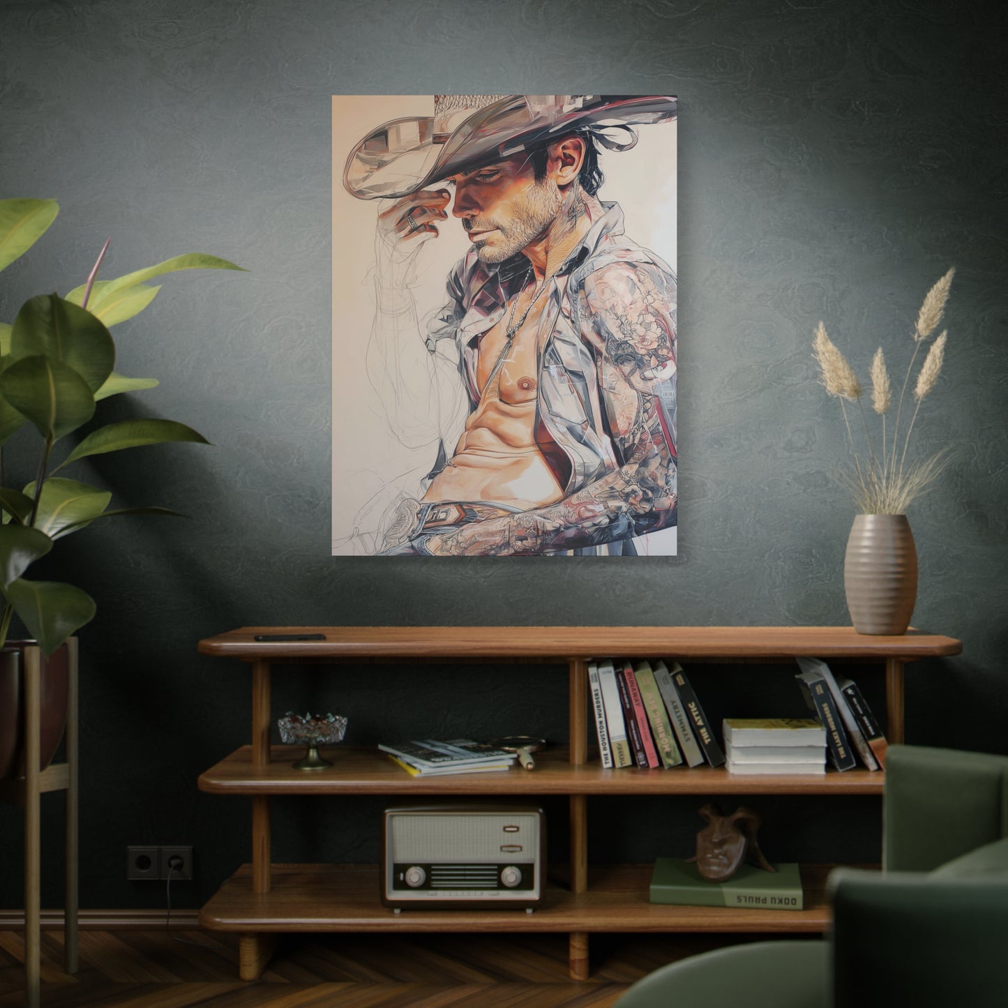 Gallery Wrapped Canvas, Wranglers and Wreckage Art Canvas, Erotic Pinup Art Canvas – Huck