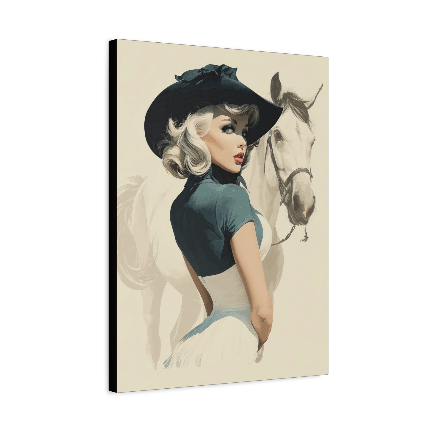 Gallery Wrapped Canvas, Wranglers and Wreckage Art Canvas, Erotic Pinup Art Canvas – Ruby