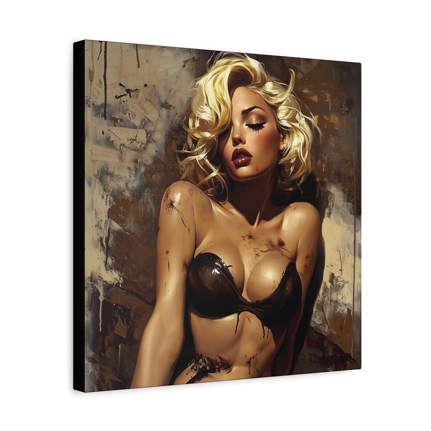Gallery Wrapped Canvas, Guilt and Grit Adult Art Canvas, Erotic Pinup Art Canvas – Mira