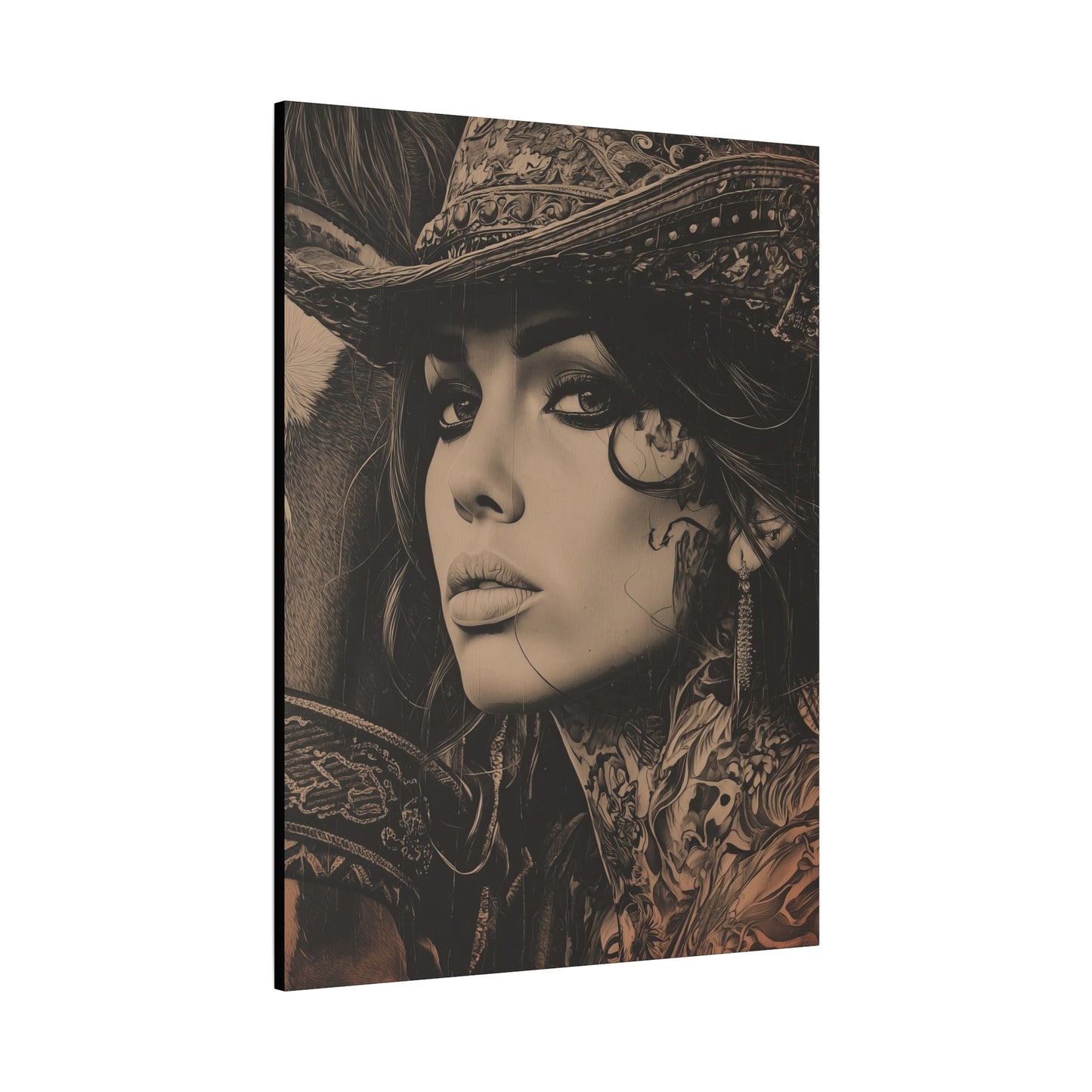 Gallery Wrapped Canvas, Wranglers and Wreckage Art Canvas, Erotic Pinup Art Canvas – Loretta