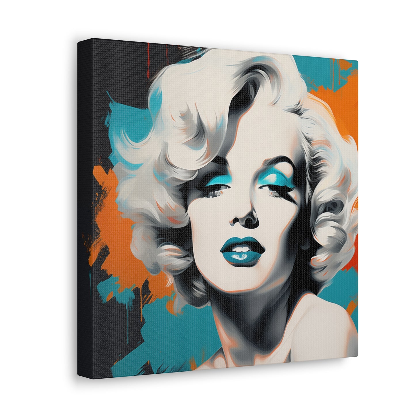 Canvas Wall Art, Gallery Wrapped Pop Art, Celebrity Wall Art – Marilyn Monroe - Orange and Teal