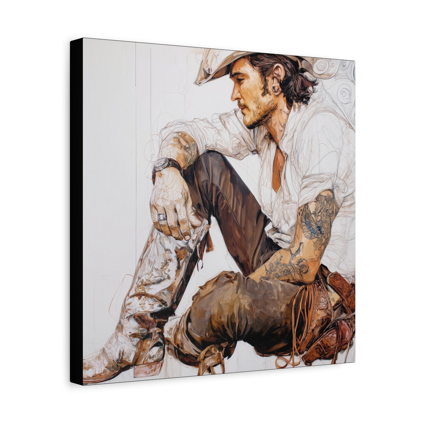 Gallery Wrapped Canvas, Wranglers and Wreckage Art Canvas, Erotic Pinup Art Canvas – Boone