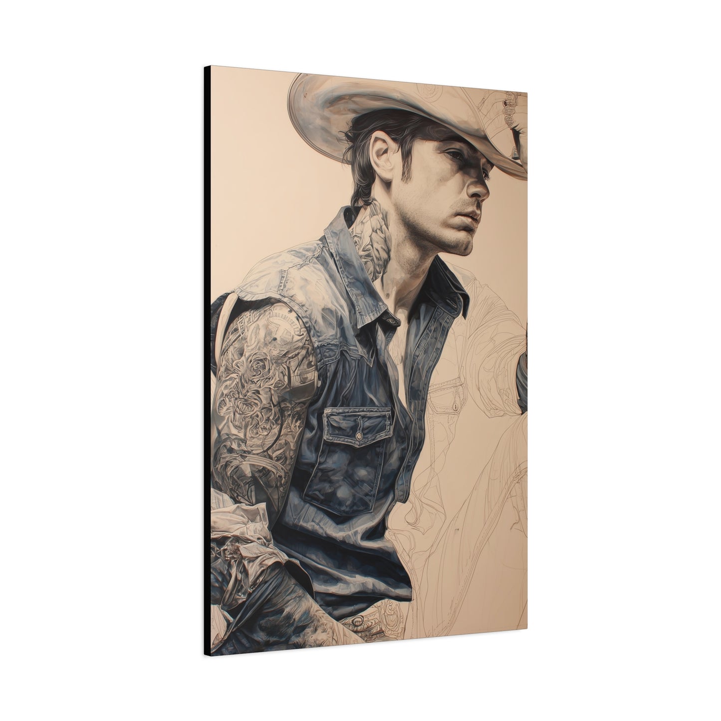 Gallery Wrapped Canvas, Wranglers and Wreckage Art Canvas, Erotic Pinup Art Canvas – Clay
