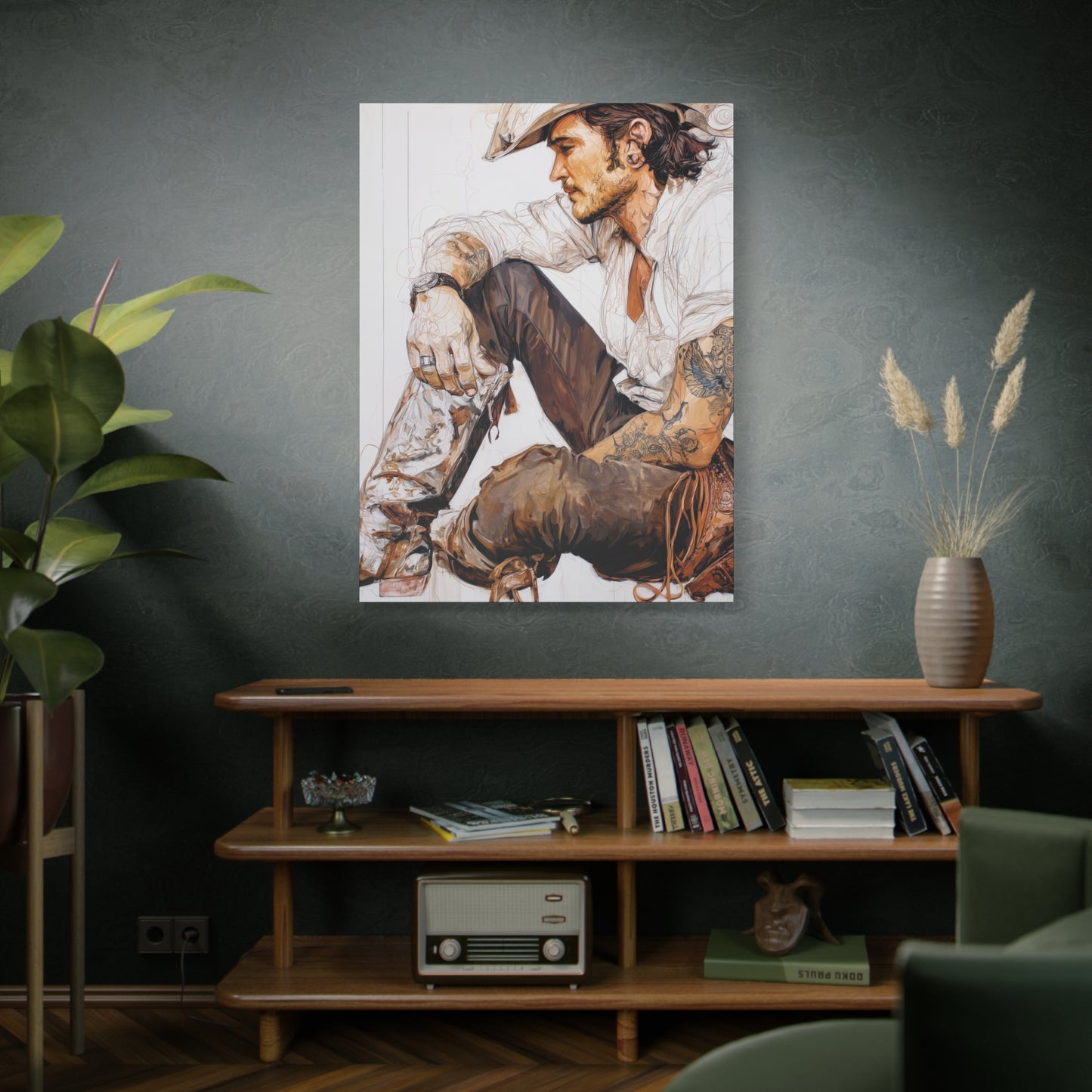 Gallery Wrapped Canvas, Wranglers and Wreckage Art Canvas, Erotic Pinup Art Canvas – Boone